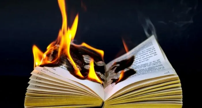 Image of a book on fire